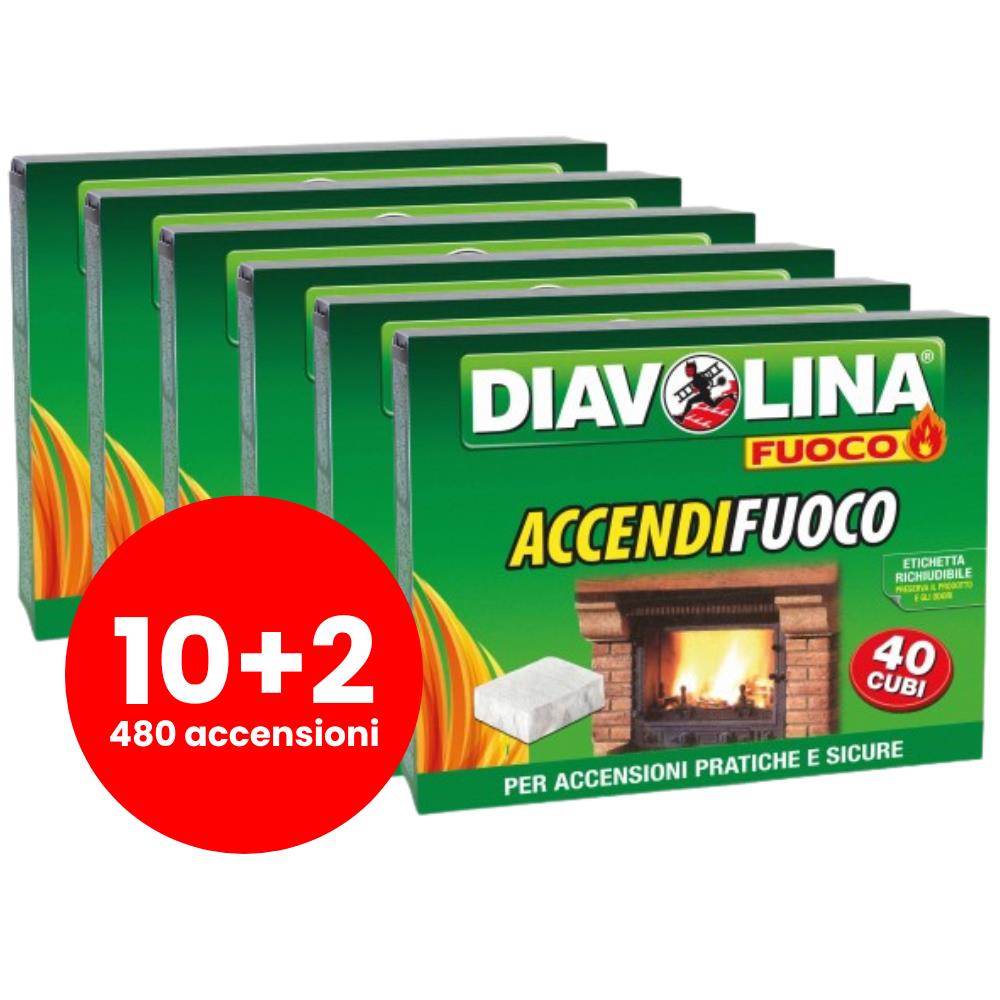 Accendifuoco Diavolina Camino e Stufa 40 cubetti 10+2