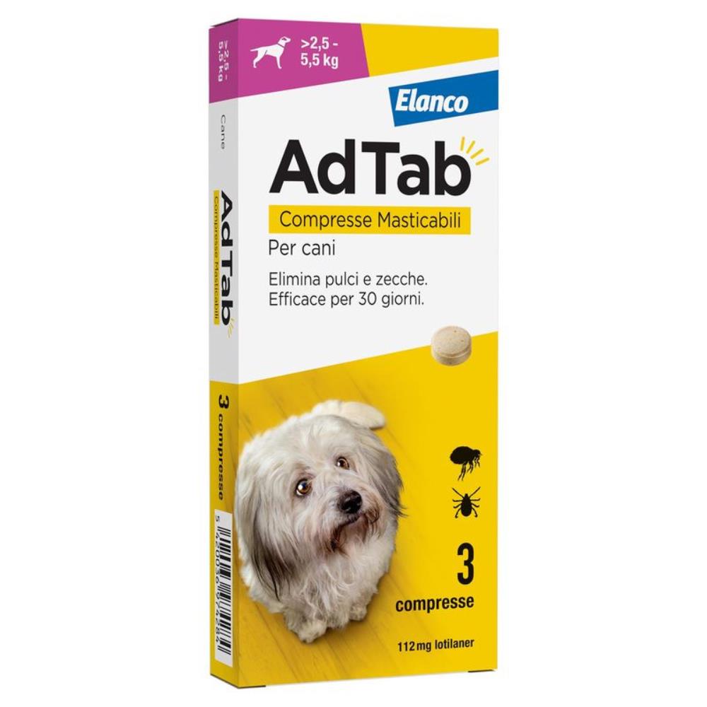 AdTab 112mg Compresse Masticabili Cani 2,5-5,5 Kg contro Pulci e Zecche