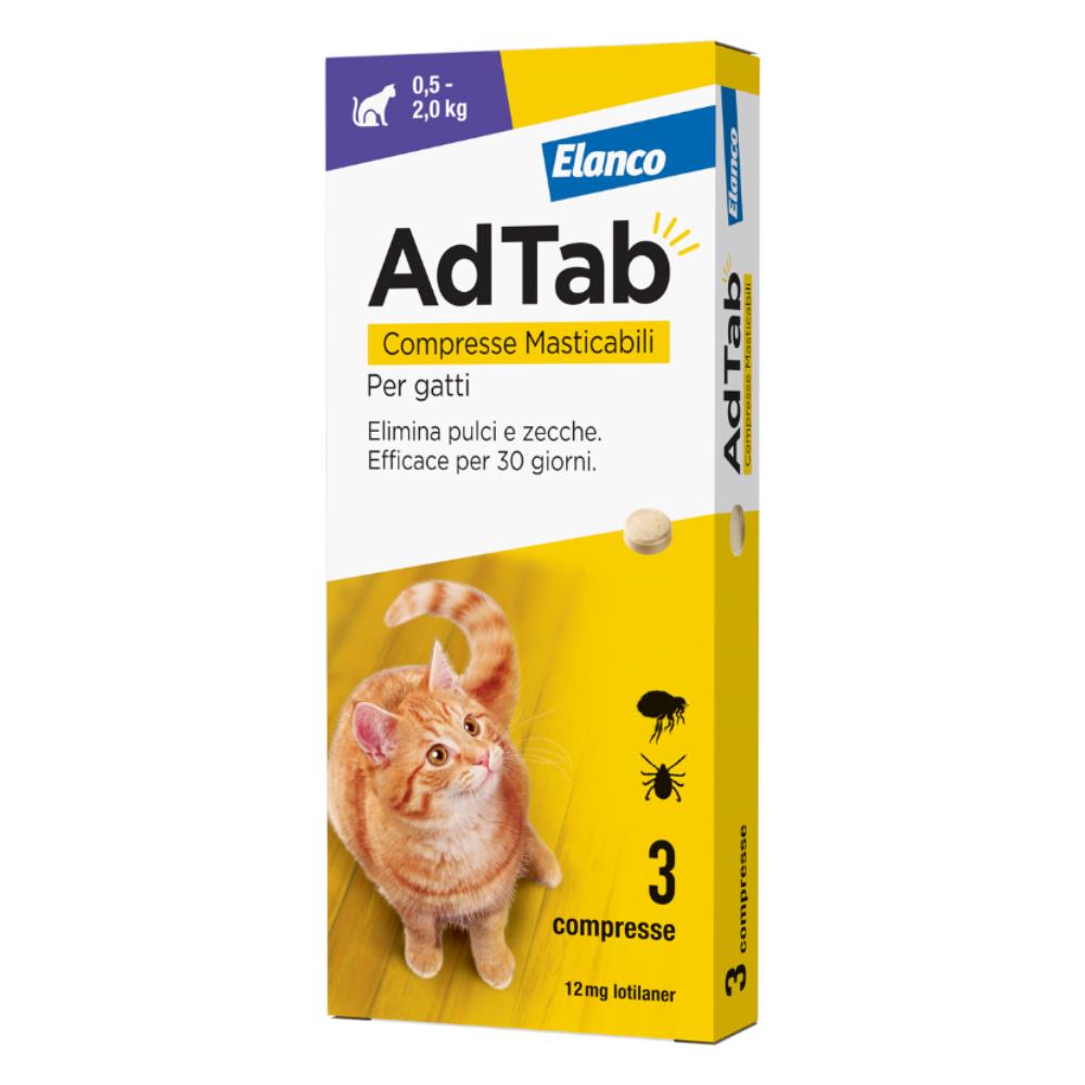 AdTab 12 mg Compresse Masticabili Gatti 0,5-2 Kg contro Pulci e Zecche