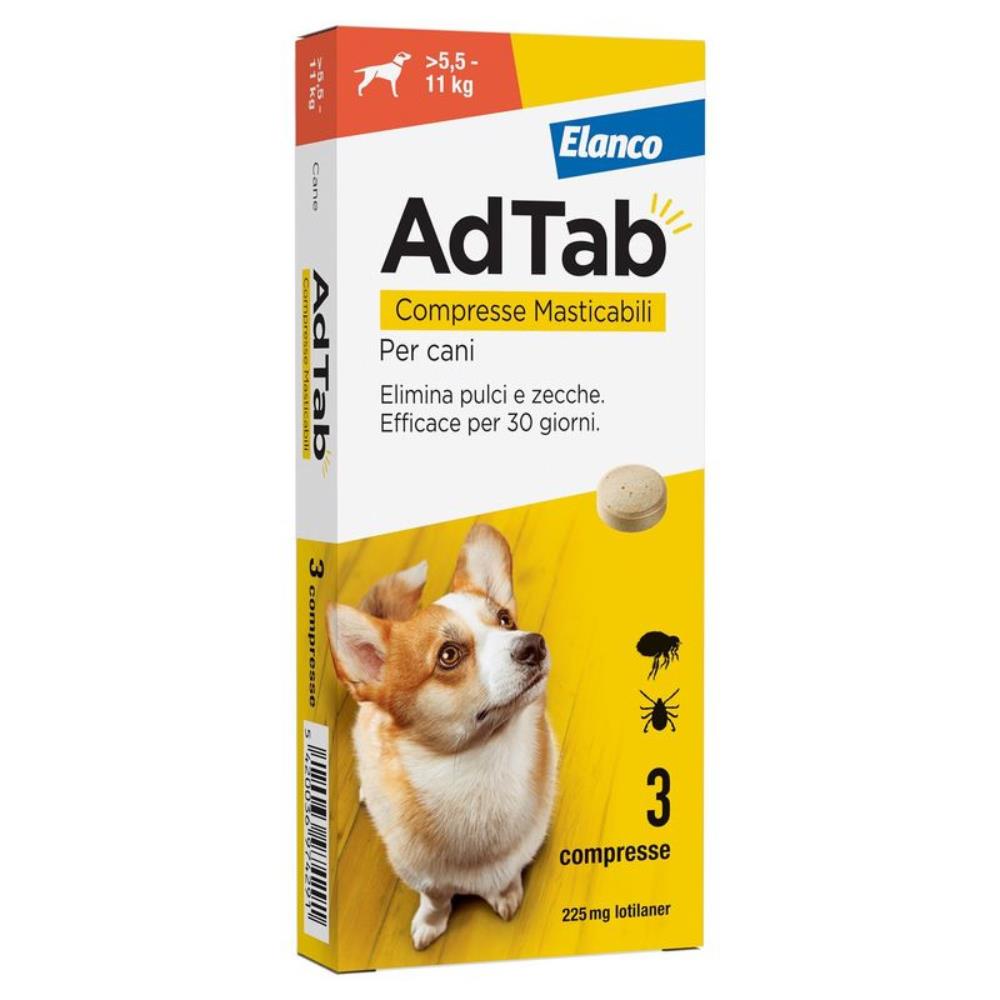 AdTab 225mg Compresse Masticabili Cani 5,5-11 Kg contro Pulci e Zecche