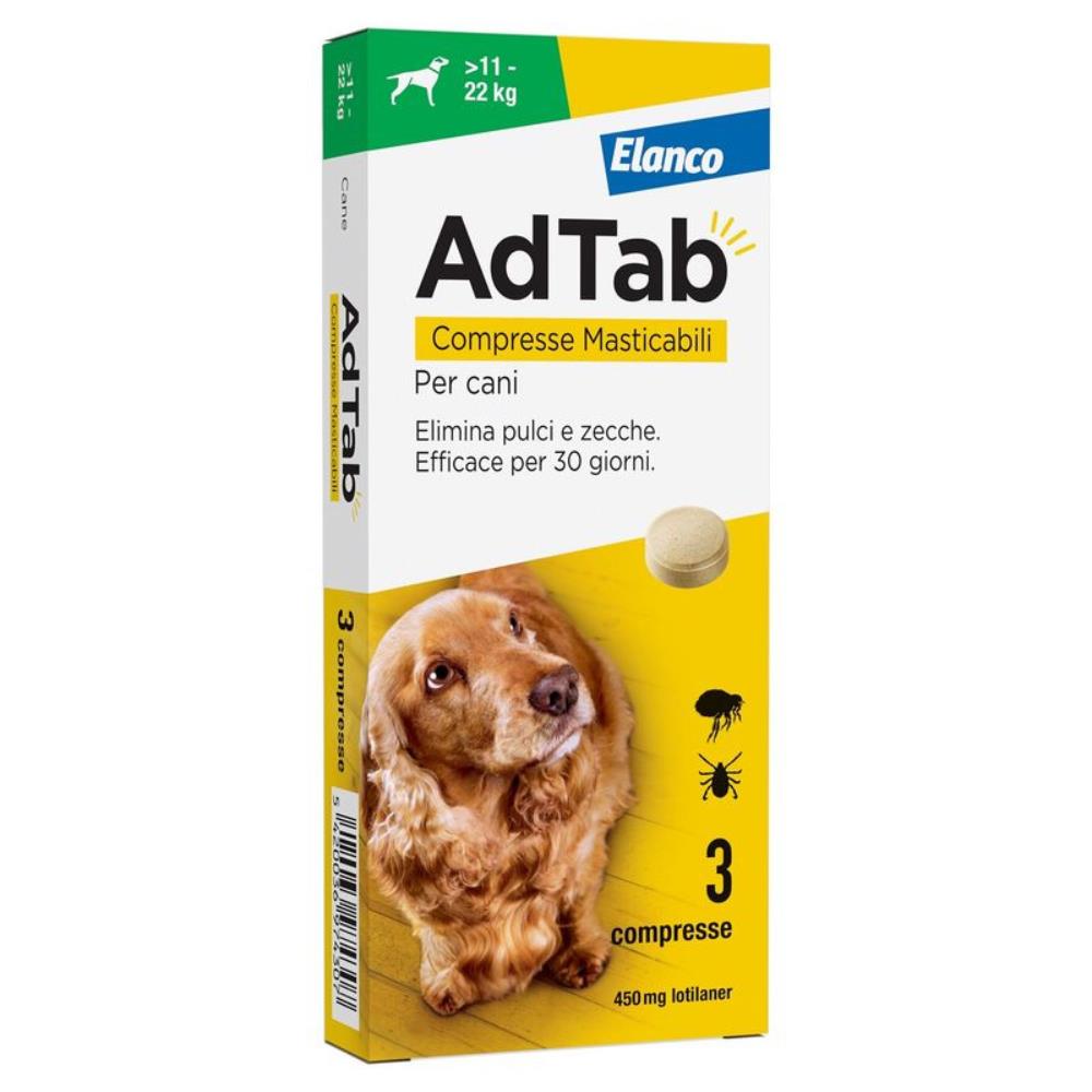AdTab 450 mg Compresse Masticabili Cani 11-22 Kg contro Pulci e Zecche