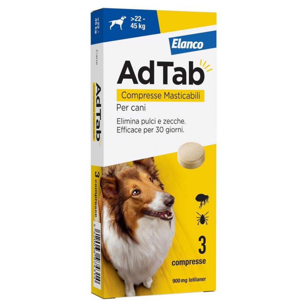 AdTab 900 mg Compresse Masticabili Cani 22-45 Kg contro Pulci e Zecche