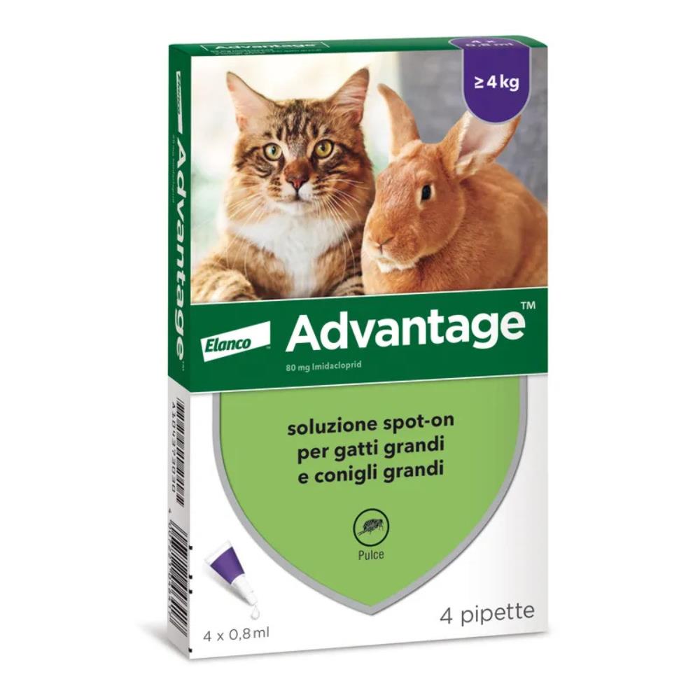 Advantage® 40 Spot-On per Gatti e Conigli da 4kg - 4 pipette da 0,8 ml