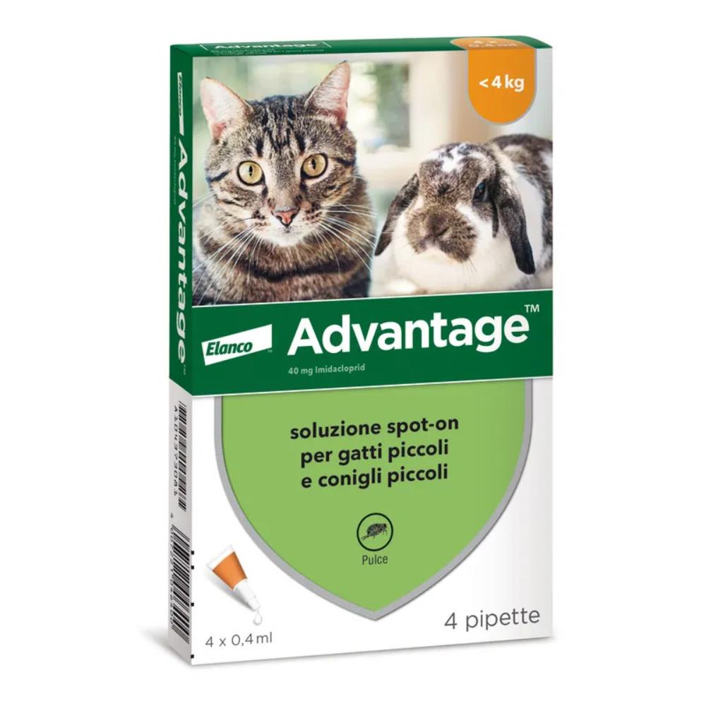 Advantage® Spot-On per Gatti e Conigli <4 kg - 4 pipette da 0,4 ml