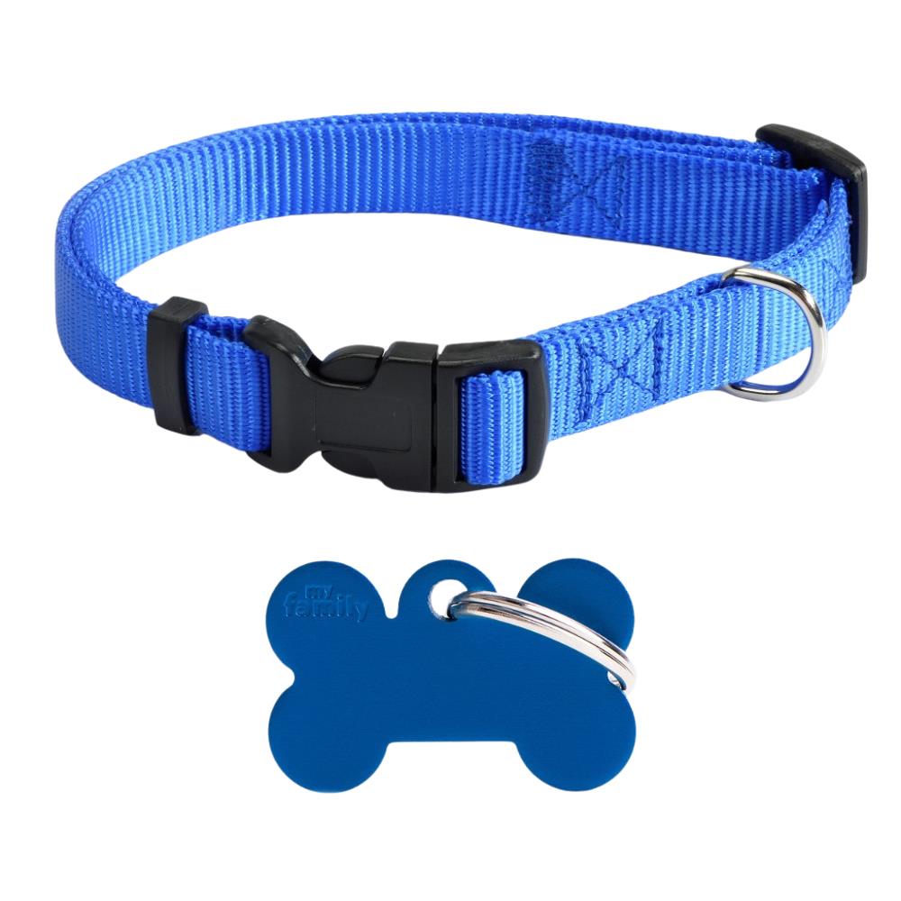 BLU Set Collare Camon + Medaglietta Personalizzata My Family tg. M
