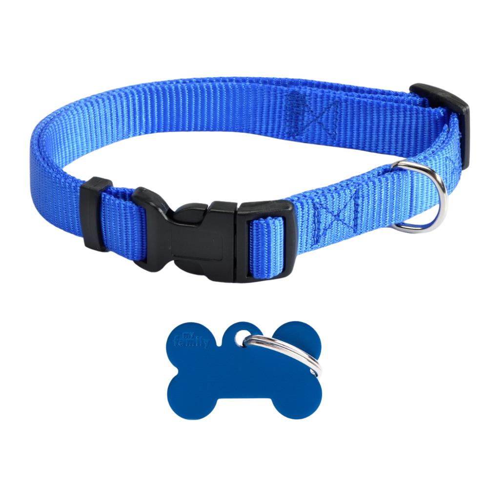 BLU Set Collare Camon + Medaglietta Personalizzata My Family tg. S