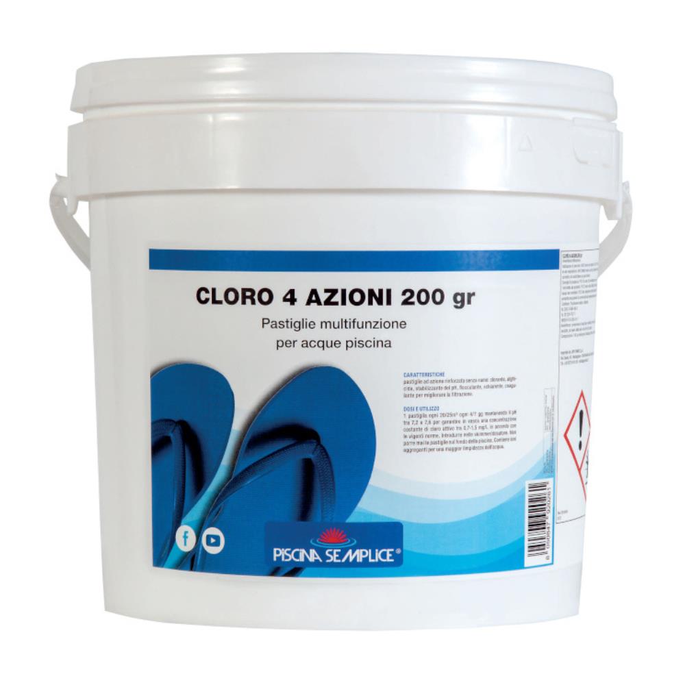 Cloro 4 Azioni Piscina Semplice in Pastiglie da 200 g - 5 Kg