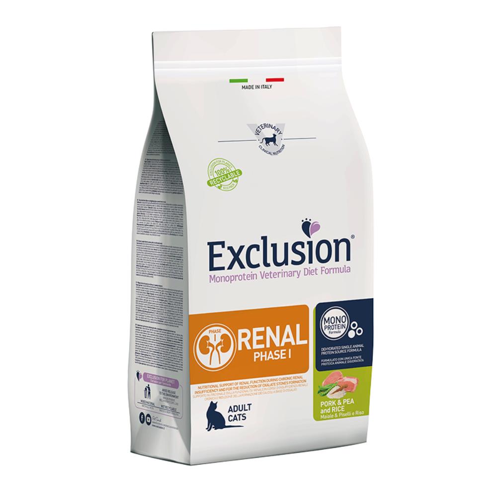 Exclusion Monoprotein Vet Diet per Gatto Renal Phase I Maiale con Piselli e Riso 1,5Kg