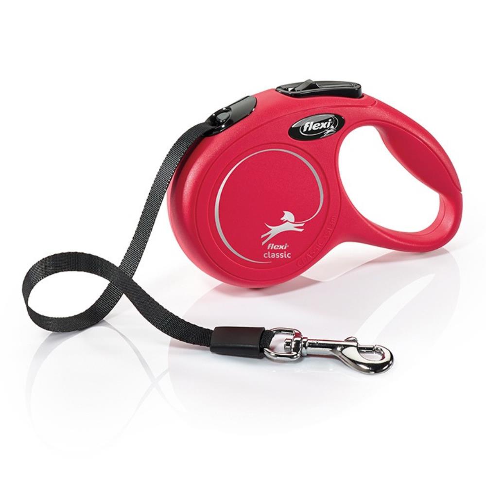 Guinzaglio Flexi Classic Regolabile a Fettuccia M - 5 m rosso