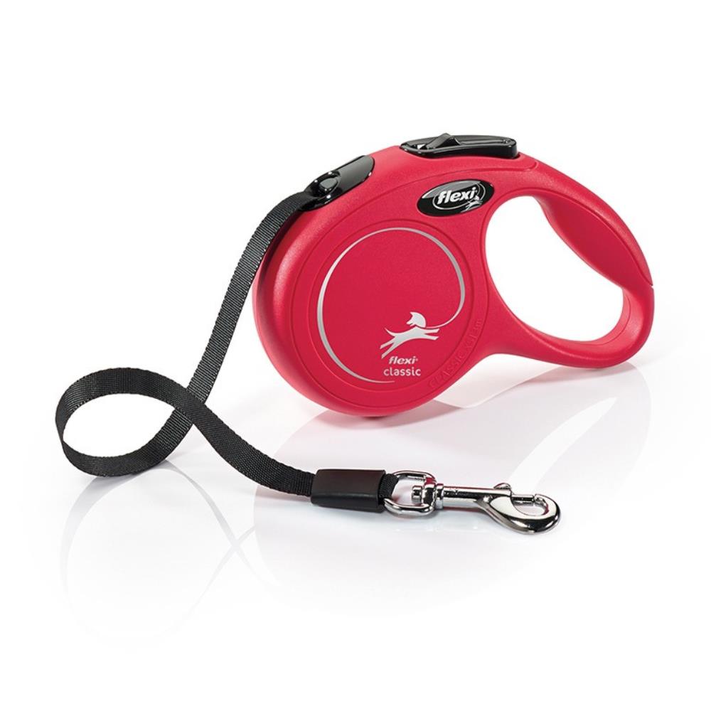 Guinzaglio Flexi Classic Regolabile a Fettuccia S - 5 m rosso