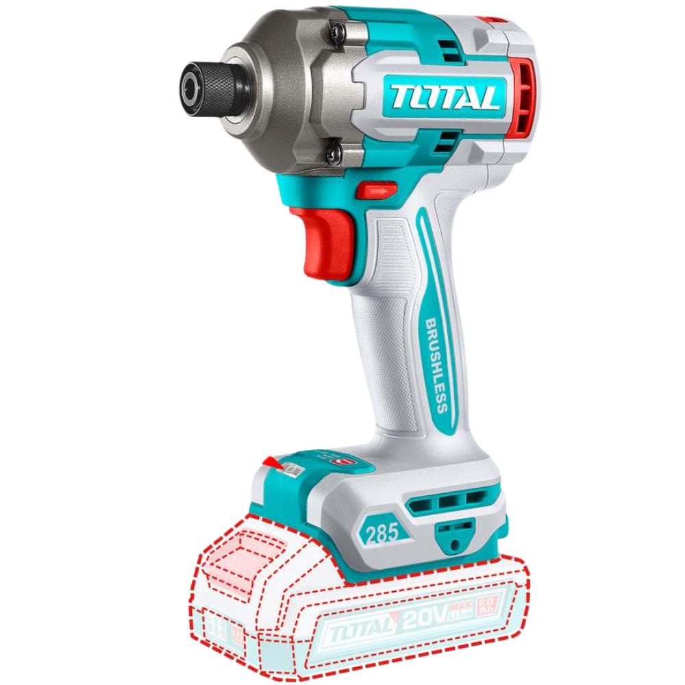 Kit Avvitatore a Impulsi a Batteria Total TOTTIRLI2028E 20V - 285Nm