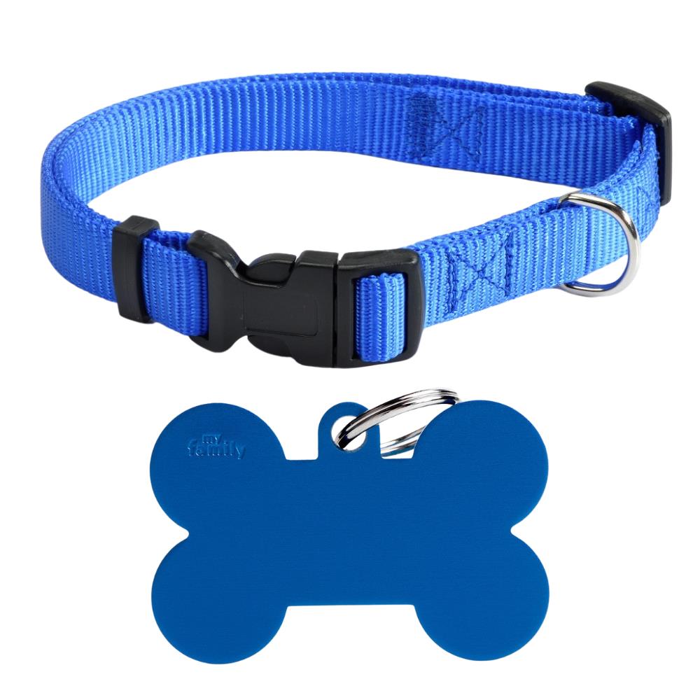 L-BLU Set Collare Camon + Medaglietta Personalizzata My Family