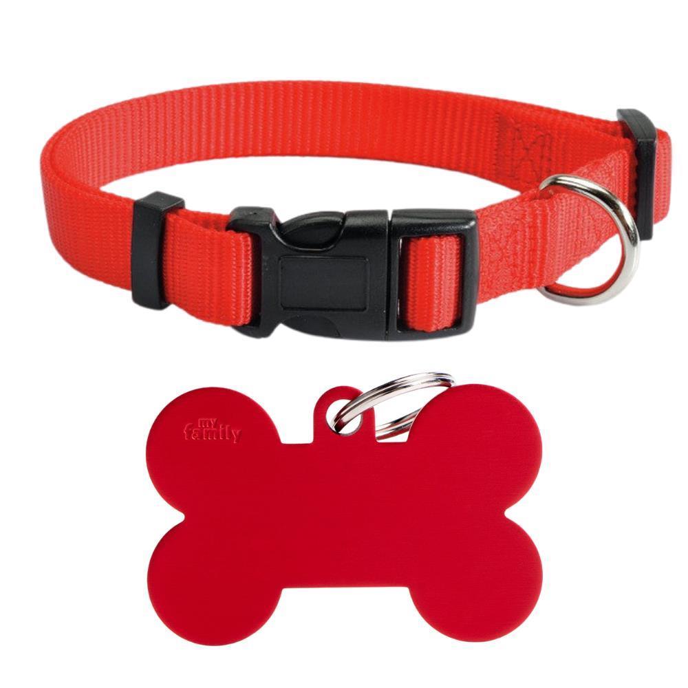 L-RED Set Collare Camon + Medaglietta Personalizzata My Family