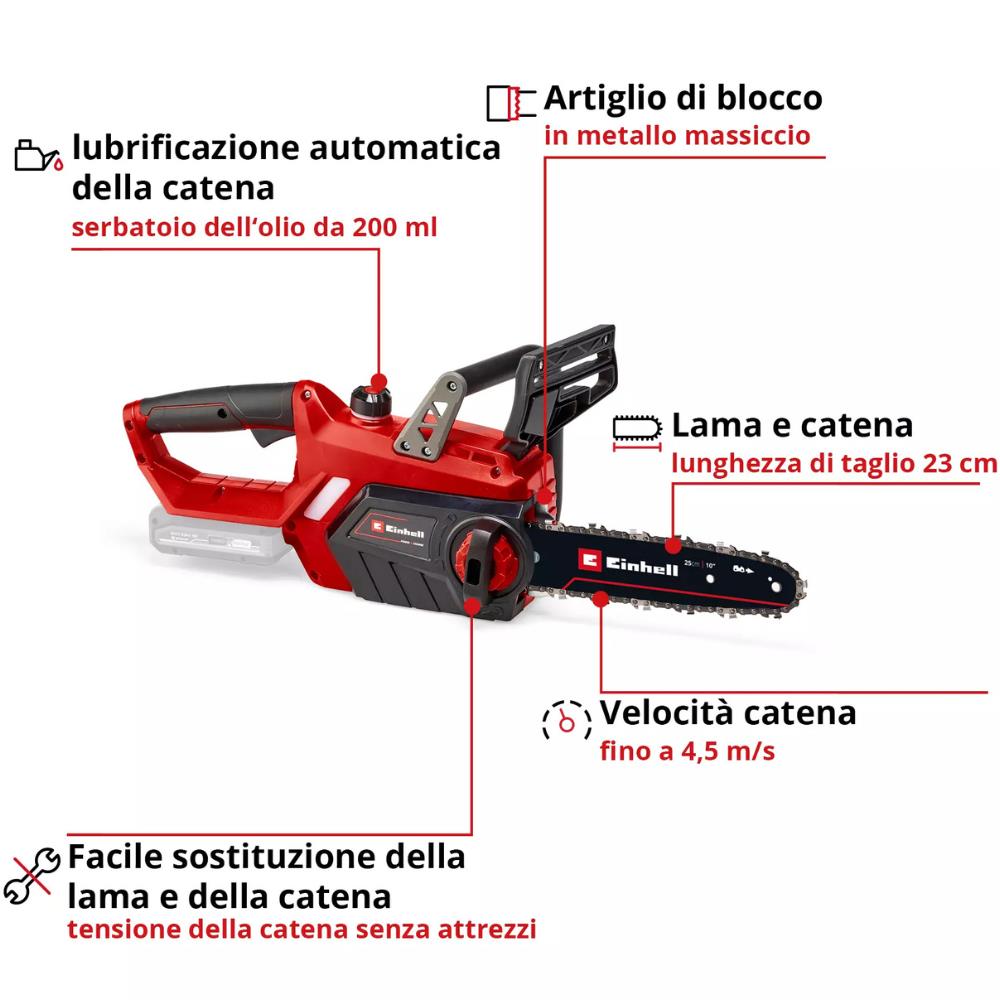 La Motosega Einhell GE-LC 18/25 Li-Solo a Batteria Power X-Change