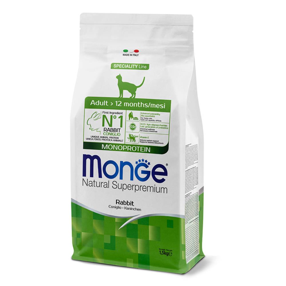 Monge Natural Superpremium Adult >12 mesi Monoprotein Coniglio 1,5 Kg