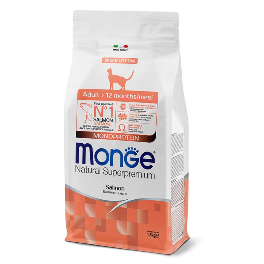 Monge Natural Superpremium Adult >12 mesi Monoprotein Salmone 1,5 Kg