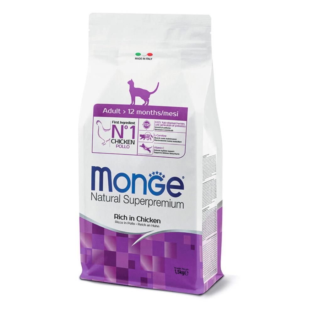 Monge Natural Superpremium Adult >12 mesi Ricco di Pollo 1,5 Kg