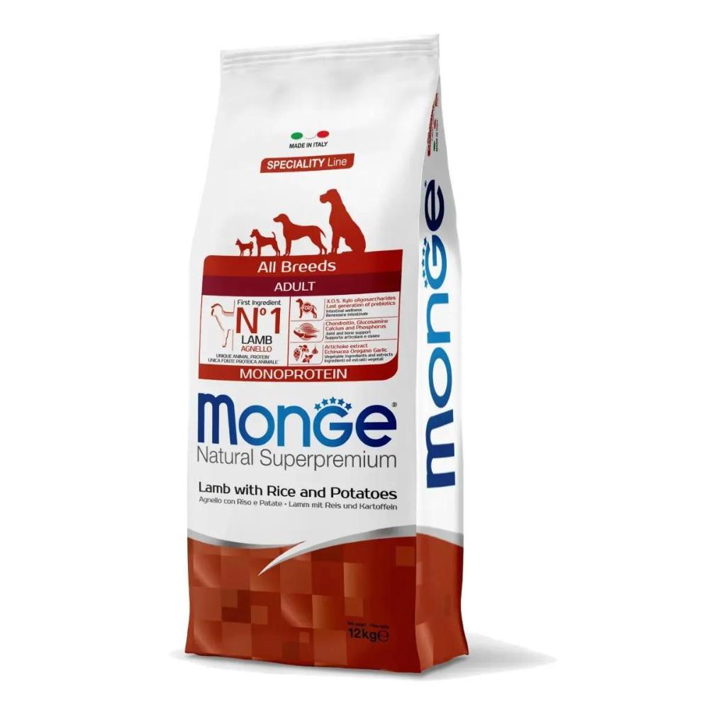 Monge Natural Superpremium All Breeds Adult Agnello con Riso e Patate Monoprotein 12 Kg