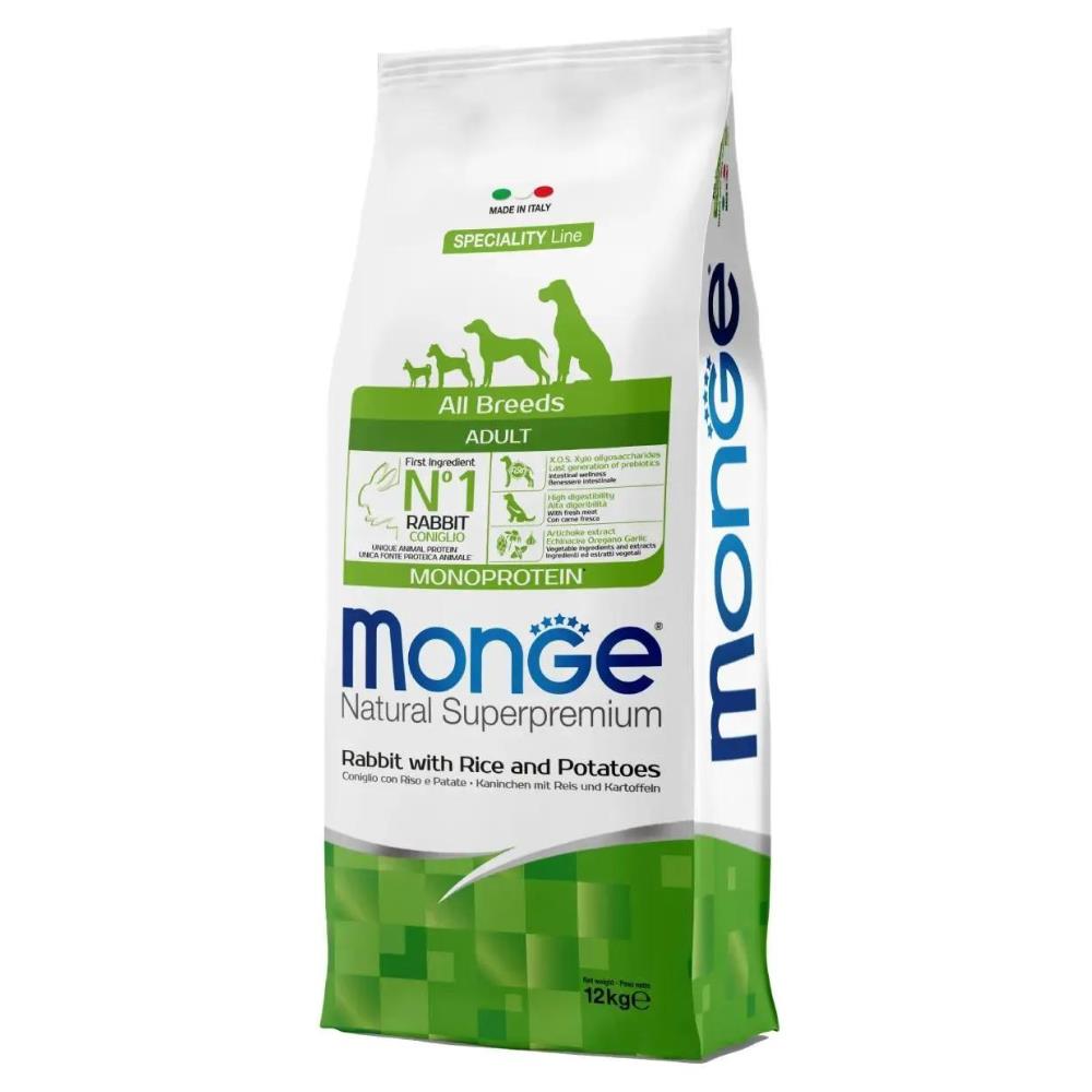 Monge Natural Superpremium All Breeds Adult Coniglio con Riso e Patate Monoprotein 12 Kg