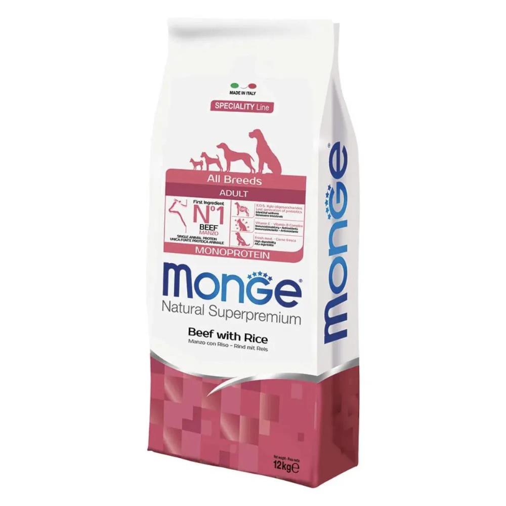 Monge Natural Superpremium All Breeds Adult Manzo con Riso Monoprotein 12 Kg