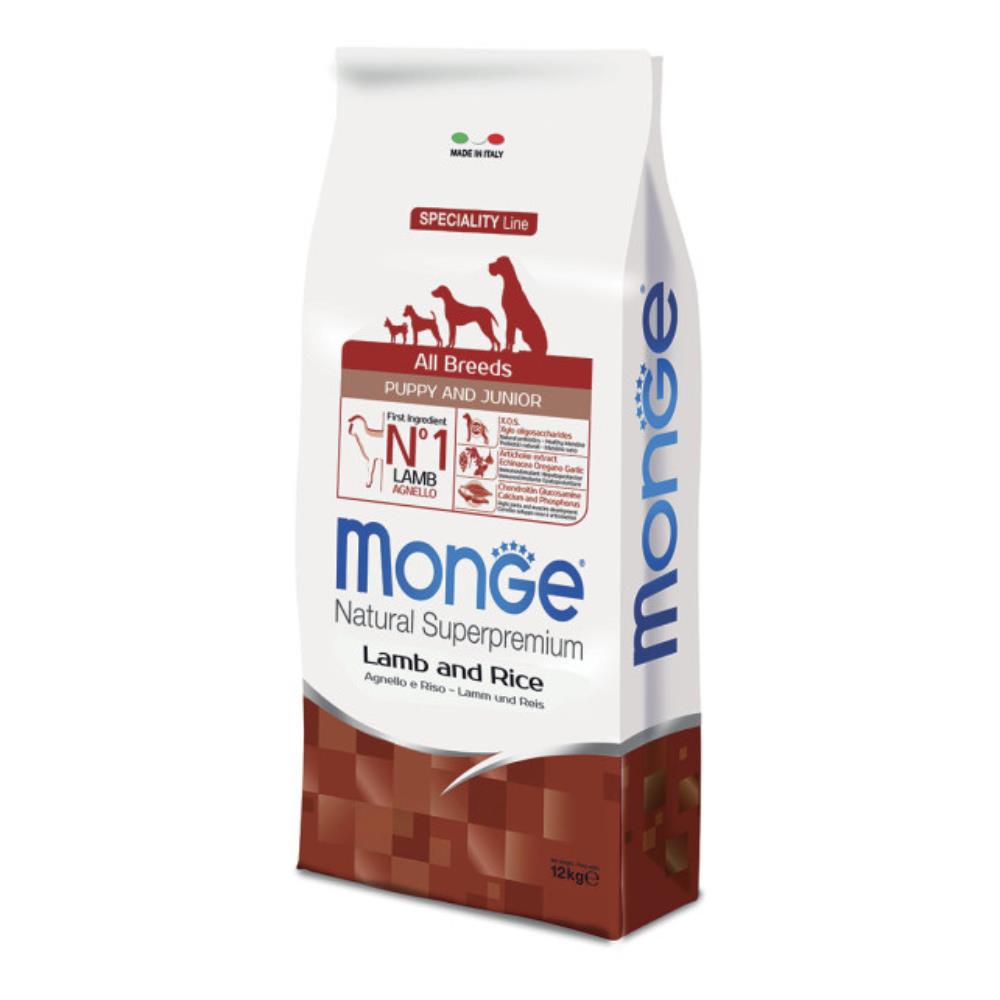 Monge Natural Superpremium All Breeds Puppy and Junior Agnello e Riso 12 Kg