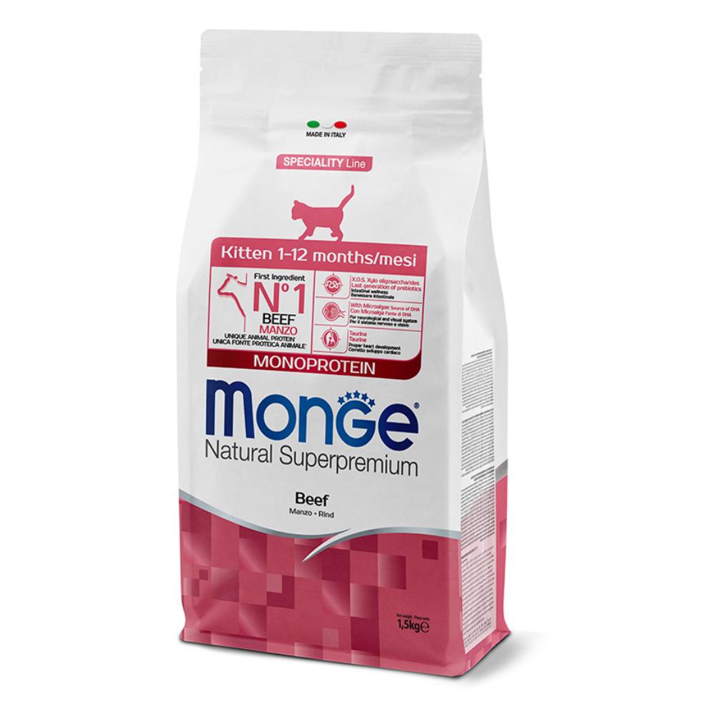 Monge Natural Superpremium Kitten 1-12 mesi Monoprotein Manzo 1,5 Kg