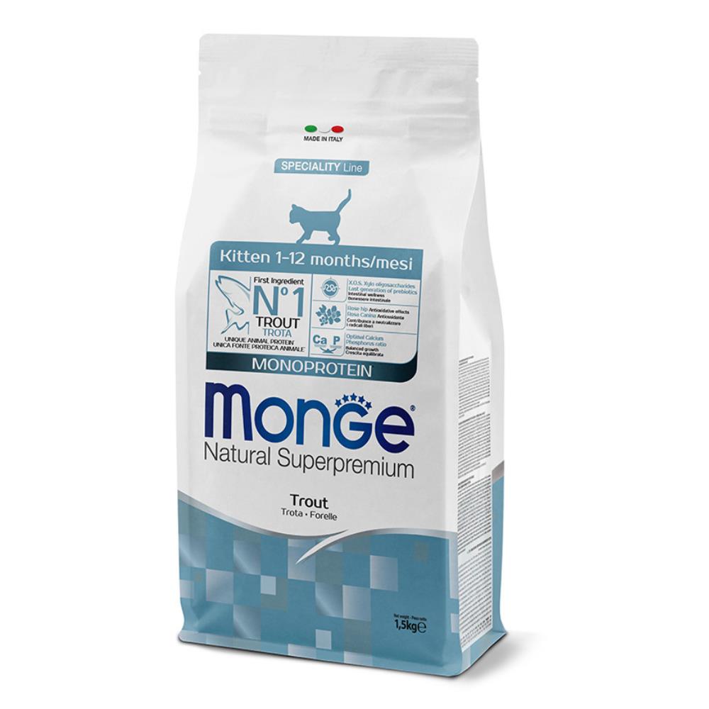 Monge Natural Superpremium Kitten 1-12 mesi Monoprotein Trota 1,5 Kg