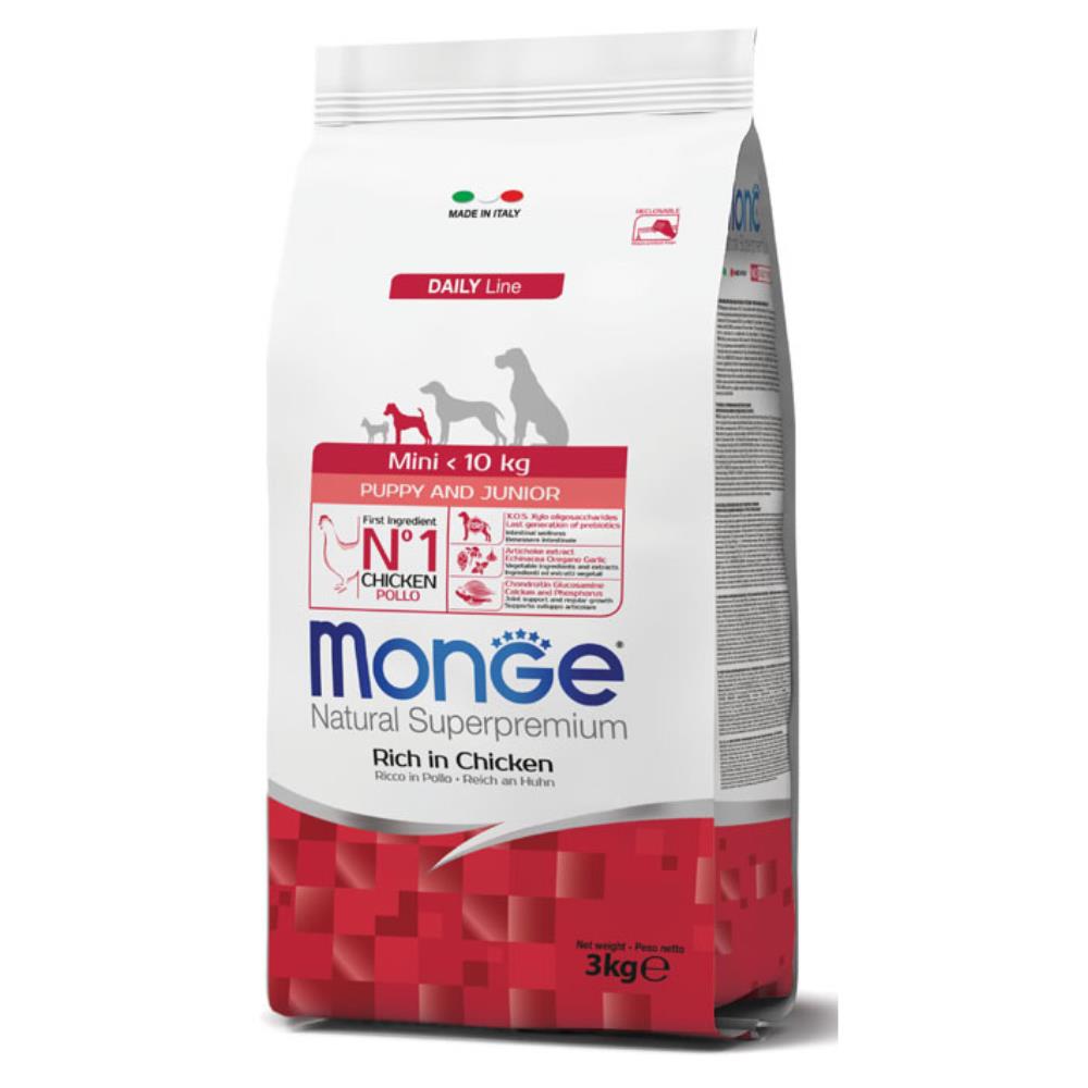 Monge Natural Superpremium Mini <10 kg Puppy & Junior Ricco di Pollo 3 Kg