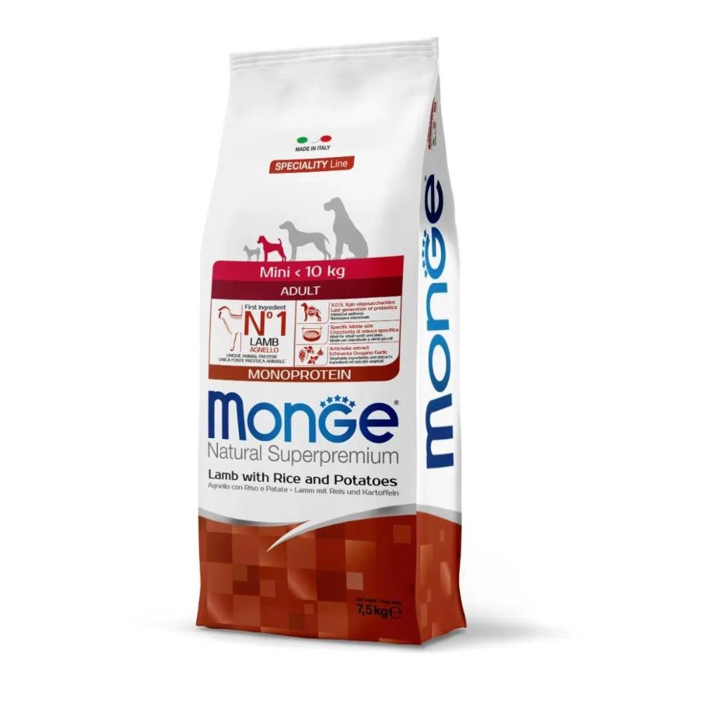 Monge Natural Superpremium Mini Adult <10Kg Monoprotein Agnello con Riso e Patate 7,5Kg