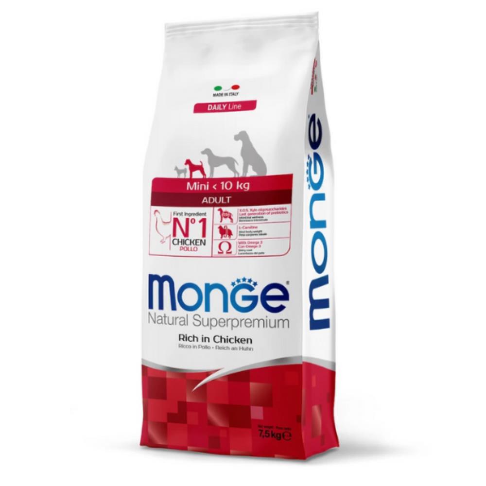 Monge Natural Superpremium Mini Adult <10Kg Ricco di Pollo 7,5Kg