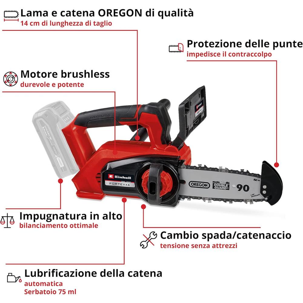 Motosega a Batteria Einhell FORTEXXA 18/20 TH Motore PurePOWER Brushless