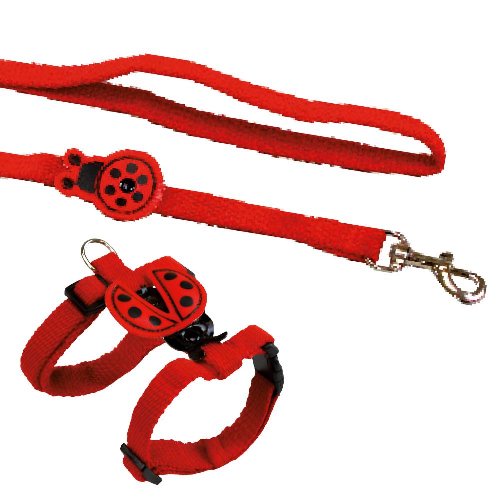 Parure Coccinella Guinzaglio e Pettorina Regolabili per Cane in Nylon