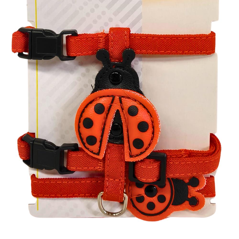Parure Coccinella Guinzaglio e Pettorina Regolabili per Cane in Nylon