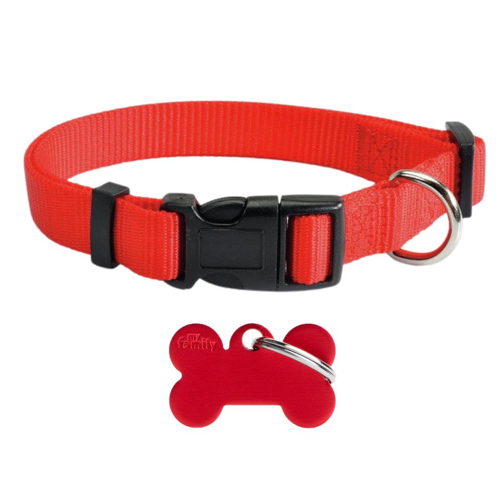 RED Set Collare Camon + Medaglietta Personalizzata XS My Family tg. XS