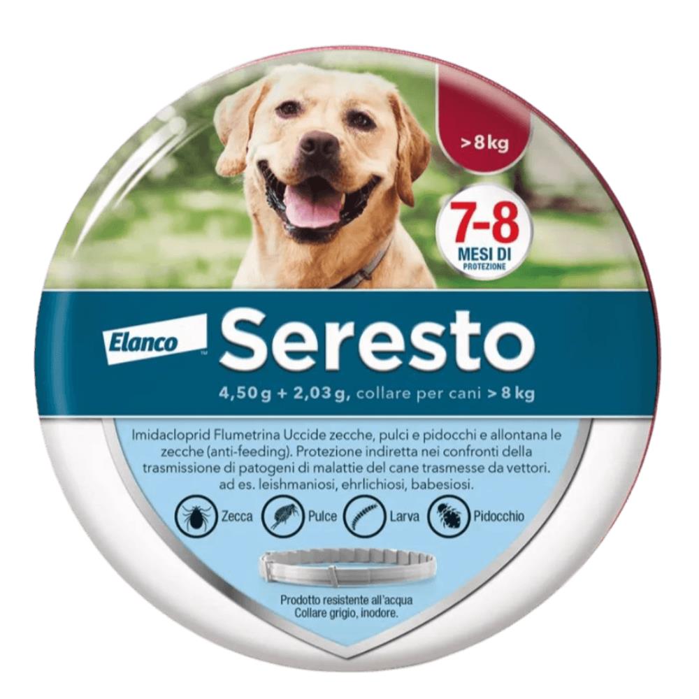 Seresto Collare Antiparassitario Cani 8 kg+ contro Pulci, Zecche e Leishmaniosi