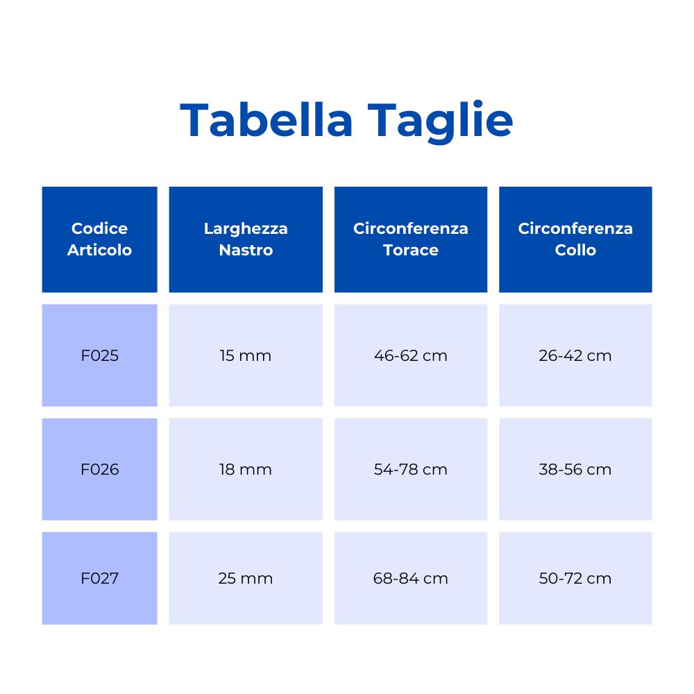 Tabella Taglie Pettorina Camon a Tripla Regolazione in Nylon