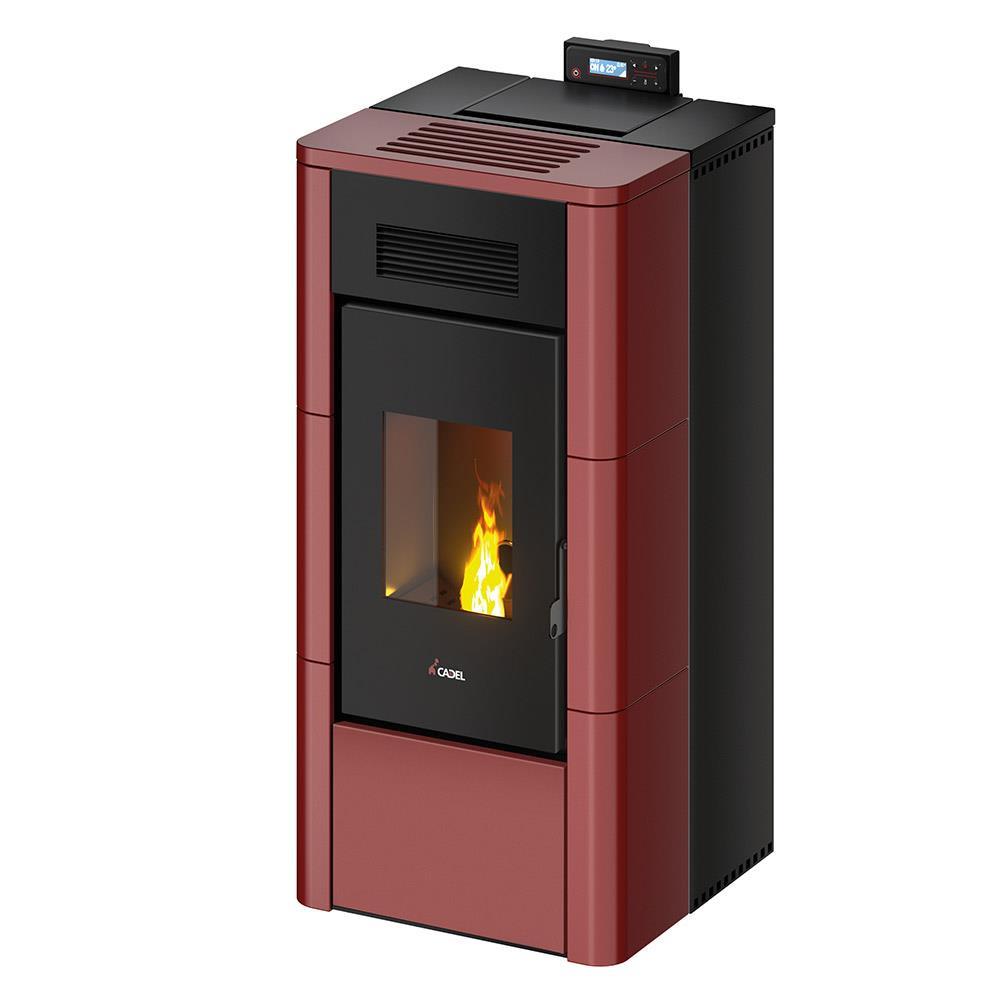 Termostufa a Pellet Ventilata Cadel River Idro 16 Maiolica Rosso