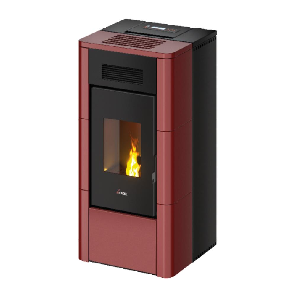 Termostufa a Pellet Ventilata Cadel River Idrotech 18 Maiolica Rosso