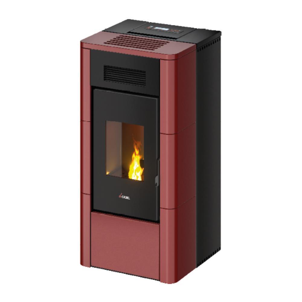 Termostufa a Pellet Ventilata Cadel River Idrotech 24 Maiolica Rosso